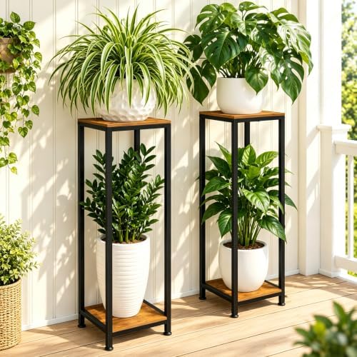 2-Pack Plant Stand Indoor, 41'' Extra Tall Wood Plant Stands Heavy Duty - Image 2