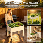 Elevated Raised Garden Bed with Wheels，74" Planter Outdoor Plants,White - Image 4