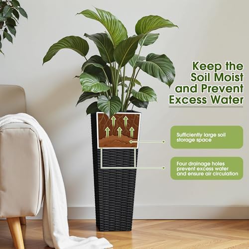 Devoko Resin 23.6'' Tall Planters, Large Taper Outdoor Planter - Image 3