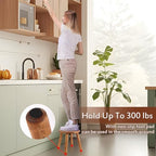 Round Solid Wooden Stool,Plant Stand,Step Stool,Walnut,15.8" H - Image 4