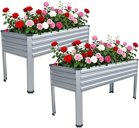 Vengarus 2PCS 48×18×30in Galvanized Raised Garden Bed Outdoor with Legs Set by Vengarus