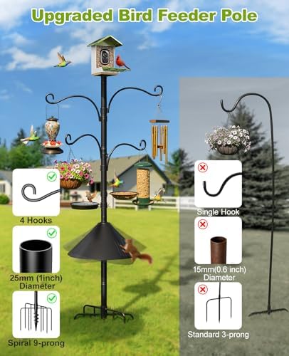 Bird Feeder Pole Squirrel Proof, 93 Inch Heavy Duty Feeder Stand Outdoor - Image 4