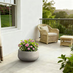 Kante Large Round Bowl Weathered Concrete Planter 20" Dia, Outdoor - Image 3