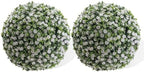 21.6 Inch Artificial Hanging Topiary Balls Set of 2, Faux Flower Balls for Garden Patio Wedding Valentine's Day Decor, Outdoor Indoor Hanging Decorations for Porch Front Door Party, White by Unknown