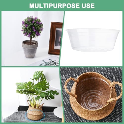 M METERXITY 10-Pack Plastic Plant Saucer, 11 Inch Clear Thin Plant Saucer Drip Tray for Indoor/Outdoor, Planter Liners Nursery Pots - Image 5
