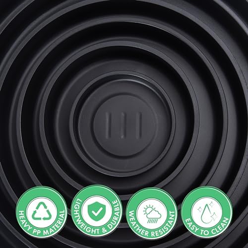 Phoenix Vine 10 Inch Plastic Plant Saucer Water Drip Tray, Heavy Sturdy Round Plant Drainage Tray for Indoors Outdoor, Set of 2, Matte Black, 21-TY-10B-2 - Image 4