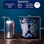 Talavera Planter - Mexican Ceramic Pot with Drainage (White & Blue-Medium) - Image 3
