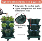 GameXcel Vertical Planter Tower - 3 Tier Stackable Garden Planters with Wheels and Tools Plant Pots for Strawberry Herb Flower and Vegetable Indoor Outdoor Use Green 2 Pack - Image 4