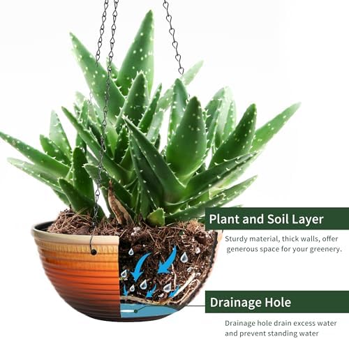 12 Inch Glazed Hanging Planters for Indoor Outdoor Plants, 2 Pack - Image 5