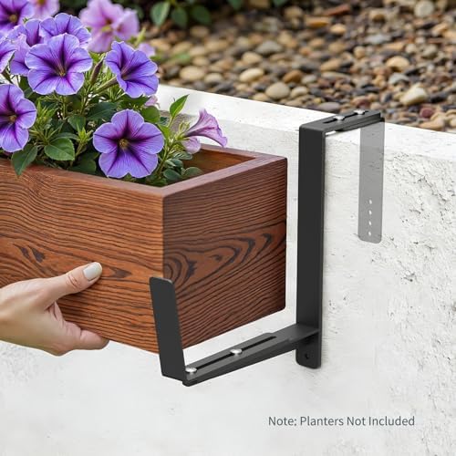 VOXOR Window Box Brackets, Adjustable Planter Box Brackets, Heavy Duty Iron Flower Box Brackets for Railings, with Enhanced Bottom Support - Perfect for Balconies, Fences, and Gardens (Black, 4 Pack) - Image 5