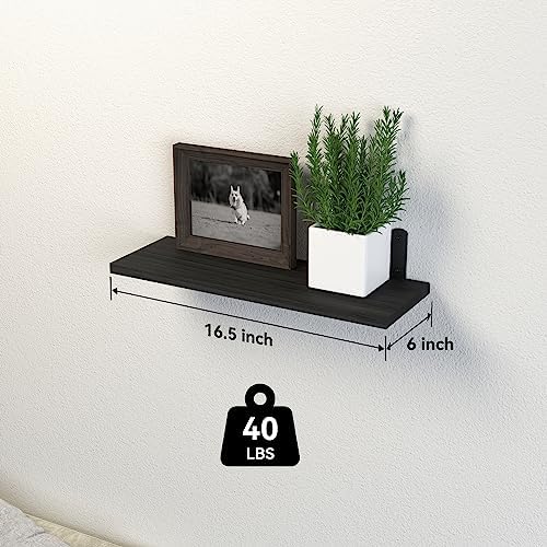 DOLLFIO Floating Wall Shelves, Decor & Storage, Black, 16.5'', 8Pcs - Image 3