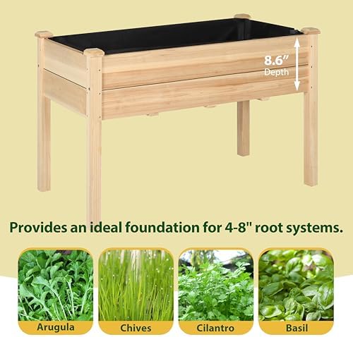 BlueWish 48"W x 24"D x 30"H Raised Garden Bed, Cedar Garden Bed with Detachable Black Liner, Drainage Holes, Raised Garden Beds Outdoor 330 lbs Capacity, Raised Beds for Gardening, Vegetable, Flower - Image 7