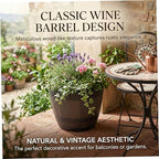 Barrel Planter 9 inch Whiskey Barrel Planter Plastic Plant Pot with Pre drilled Drainage Holes for Garden - Image 4