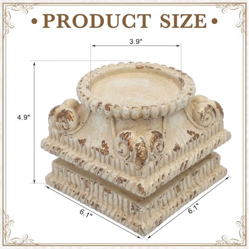 2 Pcs Vintage White Pedestal Display Stand, Candle Pedestal Decor - Image 2