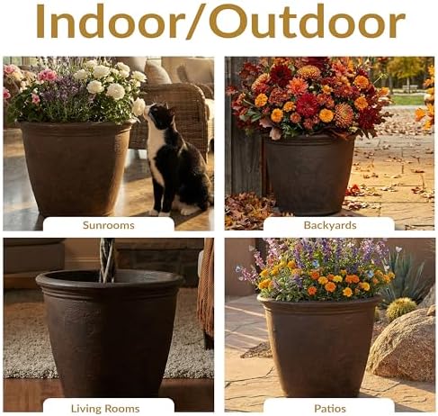 Sunnydaze Anjelica 20'' Large Plastic Planter Pot for Plants, Sable - Image 5