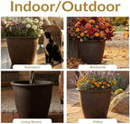 Sunnydaze Anjelica 20'' Large Plastic Planter Pot for Plants, Sable, 2pk - Image 4