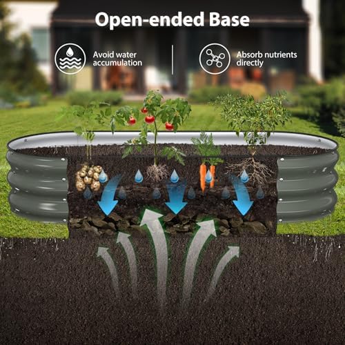 Winpull Raised Garden Bed Kit, 5x2x1 ft Galvanized Planter Box Outdoor with Safety Edging, Large Metal Raised Beds for Gardening Vegetables Flower Fruits (Volcanic Ash) - Image 4