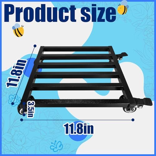 2PCS 12 Inch Plant Caddy with Wheels Lockable Heavy Duty Trolley Large Metal Square Plant Dolly Plant Roller Base Potted Stand Suitable for Indoor Outdoor Plant Pots Black - Image 2