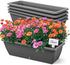 4 Pcs 24 Inch Plastic Window Boxes Planters, Gray by RimCereal