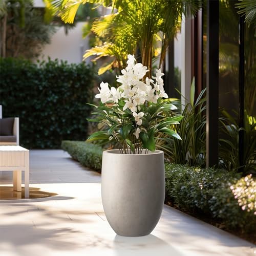 Kante 21.7" Tall Concrete Planter, Weathered Floor Pot, Indoor and Outdoor - Image 3