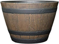 Outdoor Whiskey Resin Flower Pot Barrel Planter, 15" Walnut Brown by GROWSCAPE