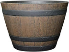 Outdoor Whiskey Resin Flower Pot Barrel Planter, 15" Walnut Brown by GROWSCAPE