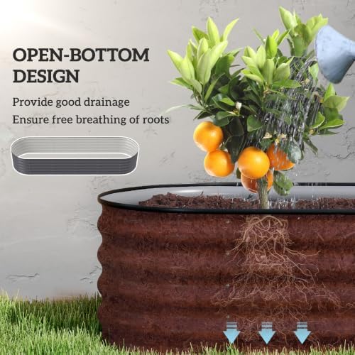 Outsunny 8' x 2' x 1.4' Galvanized Raised Garden Bed Kit, Dark Gray - Image 4