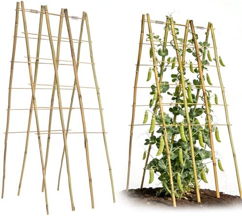 2 Pack 47''x18'' Bamboo Trellis for Climbing Plants Outdoor, Oltara A-Frame Foldable Garden Trellis for Cucumbers, Raised Beds, Tomatoes, Beans, Vegetables & Flowers Support by Unknown