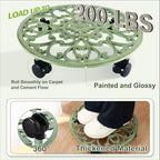 3 Packs 14 Inch Rolling Plant Stand with Wheels Metal Plant Caddy with Wheels Heavy Duty Round Plant Stand Indoor Iron Plants Rollers for Plants, Plant Dolly Retro Green - Image 6