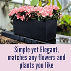 LaLaGreen Deck Railing Planter Boxes (14 Inch, 4 Pack) Self-Watering Window Box Planters with Brackets, Rectangular Hanging Flower Pots for Balcony Fence, Herb Garden Outdoor Black Plastic Planters - Image 5