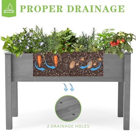 Raised Garden Bed with Legs, 48×24×30 Cedar Wood Elevated Planter Box - Image 6