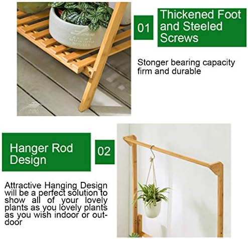 Rustic Wooden 3-Tier Ladder Folding Raised Plant Stand,Flower Plant Display Stand Rack,Freestanding Home Decor Shelves,27.6x15.7x37.8in - by NszzJixo9 - Image 6