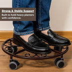 5 Pack Plant Caddy with Wheels Heavy Duty 16 Inch Large Metal Plant Stand with Wheels Plant dolly Rolling Plant Stand Plant Roller with Casters for Indoor and Outdoor with 5 Pack Plant Saucers, Bronze - Image 4