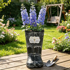 Vintage Metal Boot Planters Rustic Farmhouse Flower Pots Outdoor Decorative Boot Plants Buckets for Wedding, Garden, Home, Patio Decor (Black#2) by Unknown