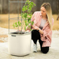 Vego garden Planters for Outdoor & Indoor Plants, Large Plant Pots with Self Watering, 15" Tall Large Plant Pots with Trellis for Flowers Plants Decor, Cream White by Unknown