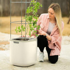 Vego garden Planters for Outdoor & Indoor Plants, Large Plant Pots with Self Watering, 15" Tall Large Plant Pots with Trellis for Flowers Plants Decor, Cream White by Unknown