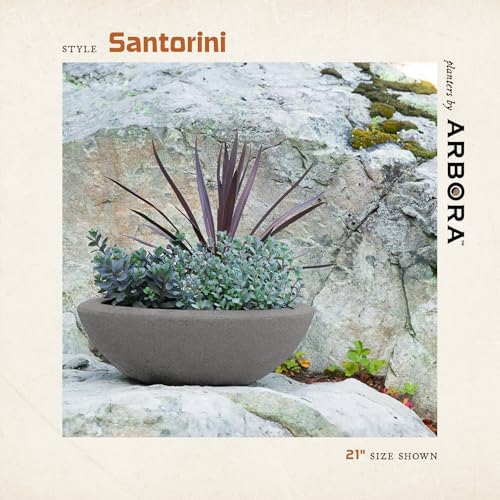 ARBORA 21" Santorini Bowl Planter - Lightweight Polyresin Outdoor Plant Pot - Image 3