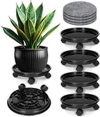 Honeydak 4 Pack 12 Inch Plant Stand with Mute Wheels and 10 Inch Waterproof Coasters Mat Set Heavy Duty Plant Dolly with Casters, Leakproof Drip Trays for Indoor Outdoor Pots, Protect Floor(Black) by Honeydak