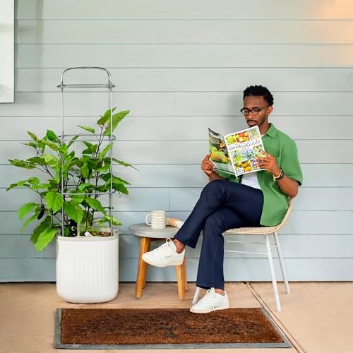 Vego garden Planters for Outdoor & Indoor Plants, Large Plant Pots with Self Watering, 15" Tall Large Plant Pots with Trellis for Flowers Plants Decor, Cream White - Image 4
