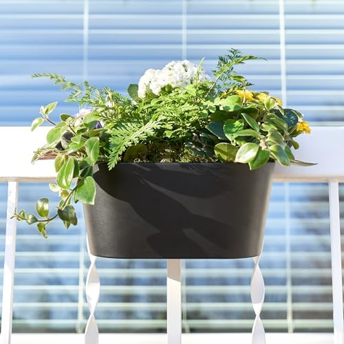 KIBAGA Beautiful Hanging Flower Pots for Outside Railing Or Fence - Stylish Set of 3 Outdoor Planters for Any Balcony, Porch or Deck - Window Planter Boxes are Perfect for Your Flowers - Image 2