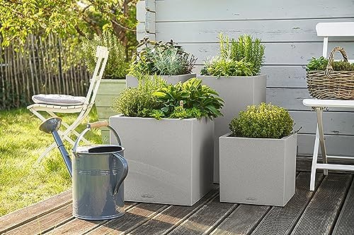 Lechuza Canto Stone Low 30 Stone Grey, Self-Watering Square Planter, H11.8 L11.8 W11.8 in - Image 7