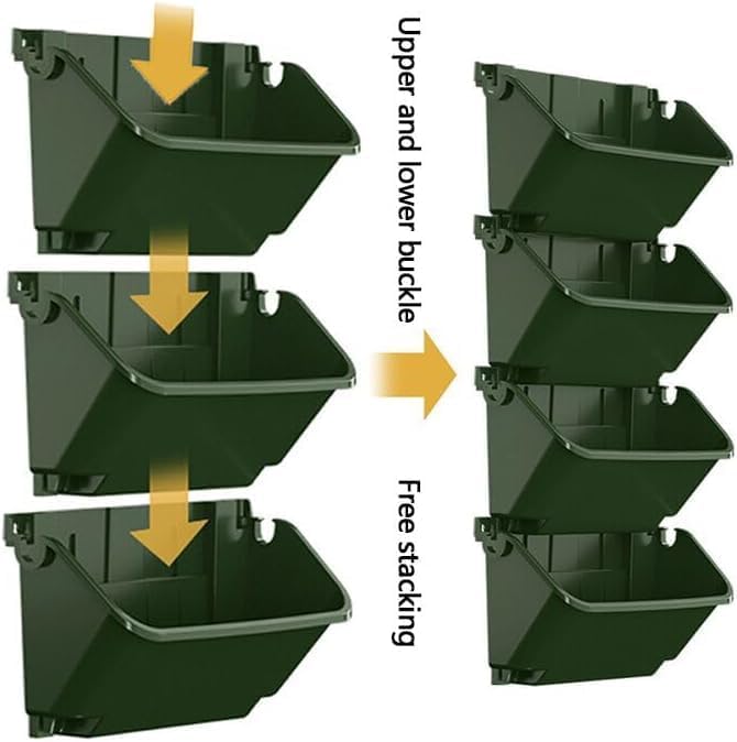 Self-Watering Wall Mounted Planter Set, Indoor and Outdoor Vertical Planter, Stackable Wall Mounted, for Balcony Decoration (Blackish Green 8 Pack) - Image 3
