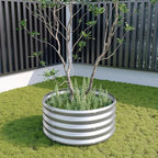 2PCS 2x2x1ft Galvanized Raised Garden Bed Kit-Round Garden Bed Outdoor Planter Box for Vegetables,Flowers,Herbs,Easy Assembly,Silver - Image 5