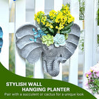 Sungmor Resin Elephant Head Wall Pot, Unique Bohemian Style Animal Face Planter, Vertical Hanging Plant Pot, Pretty Decorative Flower Pot for Indoor Outdoor Plants, for Gardening Lovers - Image 6