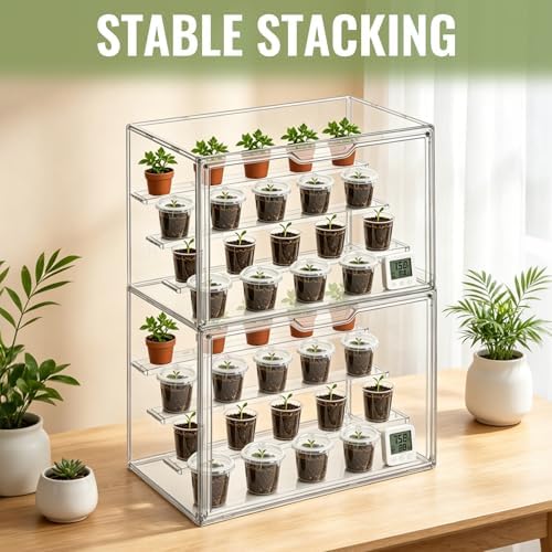 2 Pack Clear Mini Greenhouse Indoor – 14.1 x 10.6 x 8.6 Inch Tabletop Portable Greenhouse with Magnetic Door, Portable Indoor Plant Grow House for Seed Starting, Home Gardening & Plant Nursery - Image 7