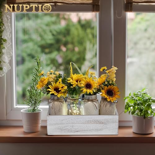 NUPTIO Wooden Box Centerpieces, Rectangle, 11.8" Long, Whitewashed, 6 Pcs - Image 6
