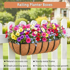 36'' Window Box Railing Planter with Coco Liner,2 Pack Horse Trough Planters Black Metal Hanging Flower Planters Basket for Porch Fence Patio Indoor Outdoor Lawn - Image 2