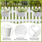 Dahey 10.5 Inch Metal Hanging Flower Pots 5 Pcs Outdoor Railing Planter Box - Image 3
