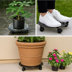 3 Packs Large Metal Plant Caddy with 3 PU Wheels 12" Heavy-Duty Wrought Iron Rolling Plant Stands Indoor Outdoor Wheeled Plant Dolly Planter Mover Rollers Plant Trolley Cart, Plant Saucers Included - Image 5