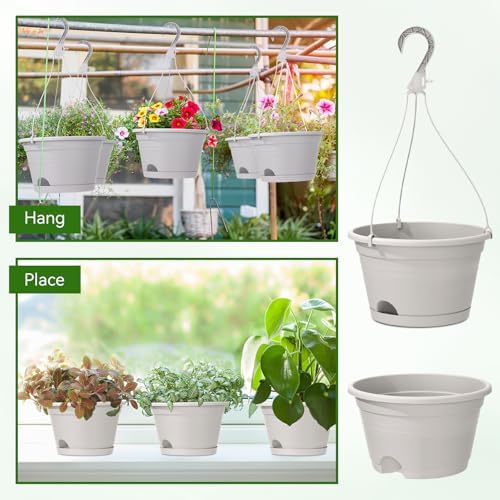Roshtia 20 Pcs 10 Inch Hanging Baskets for Plants, Grey White - Image 4
